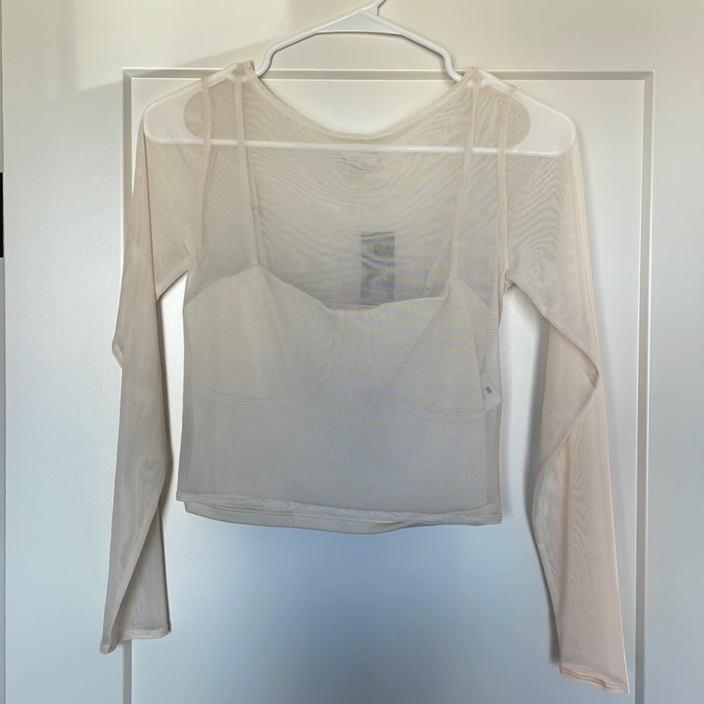 Abercrombie mesh corset top cream color new with tags